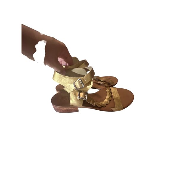 Anthropologie Latigo gold summer sandals Leather Womens Size 9 - Picture 3 of 7